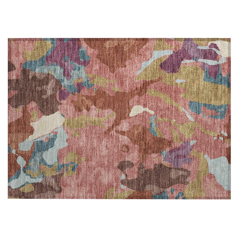 Machine Washable Indoor/Outdoor Modern Brushstrokes Chantille Rug