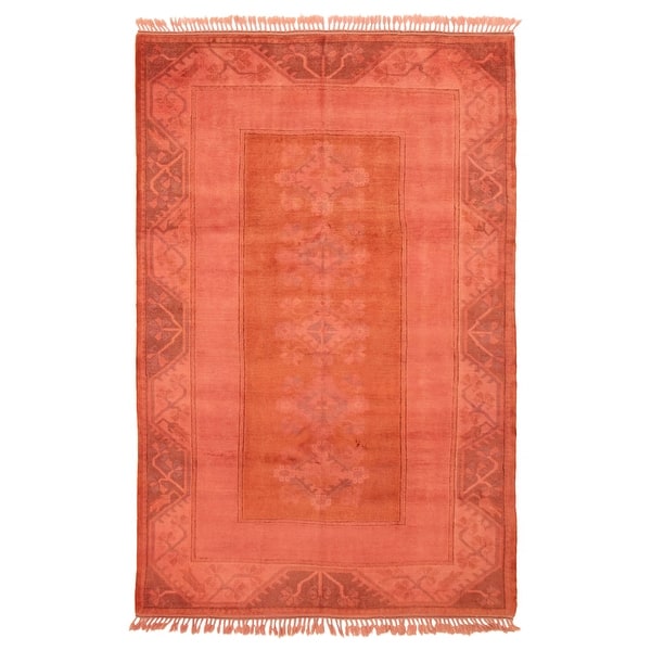 slide 2 of 9, ECARPETGALLERY Hand-knotted Color Transition Salmon Wool Rug - 6'4 x 9'8 Salmon - 6'4 x 9'8