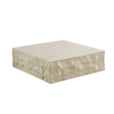 Fiberglass Square Center Coffee Table,35.43''Vintage Table,Imitation Stone Table Front Of The Sofa,Coffee Table