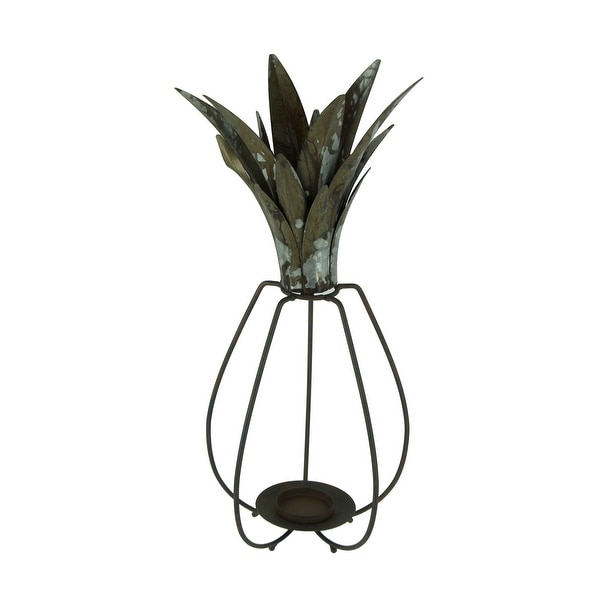 Rustic Metal Tropical Pineapple Candle Lantern - 18.5 X 8.25 X 8.25 inches