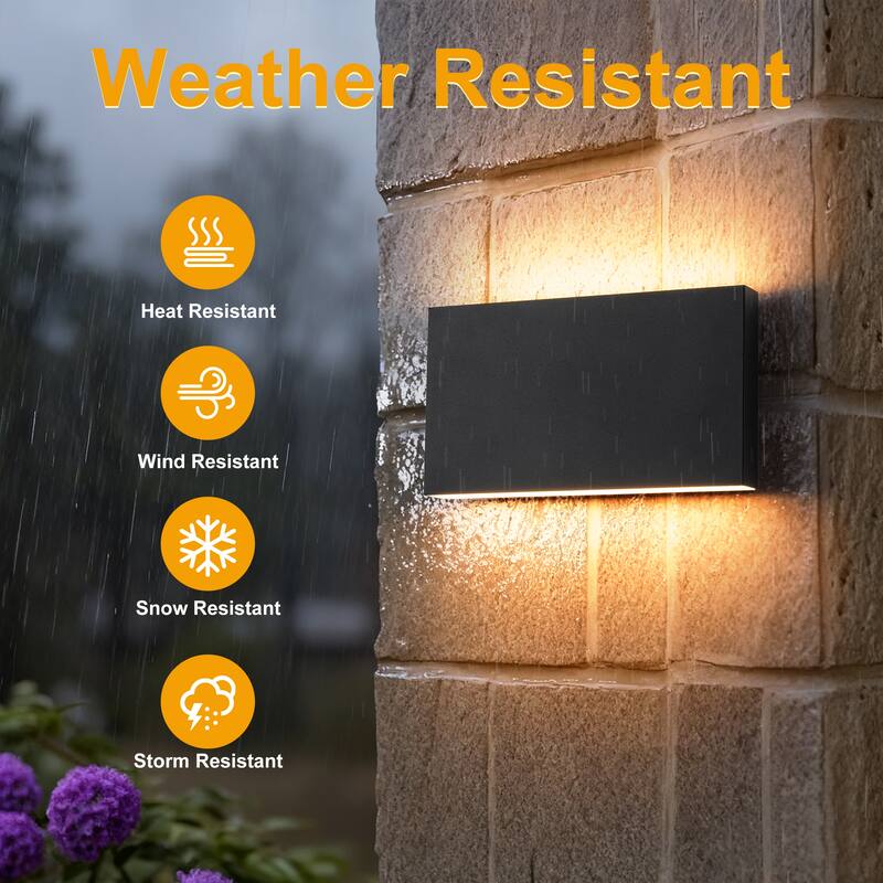 9.8"W Outdoor Rectangular Integrated LED Wall Sconce - 5.5-in H x 9.8-in W x 1.8-in D