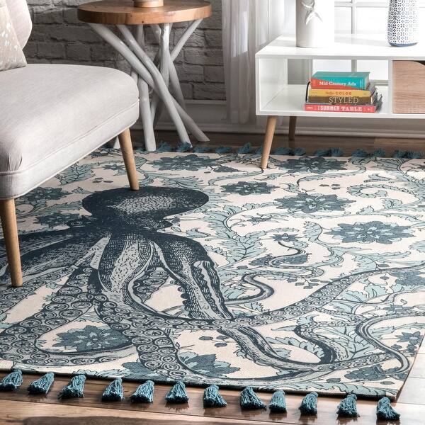 Shop The Curated Nomad Seacliff Blue Cotton Thomas Paul Octopus Area Rug On Sale Overstock 26386607