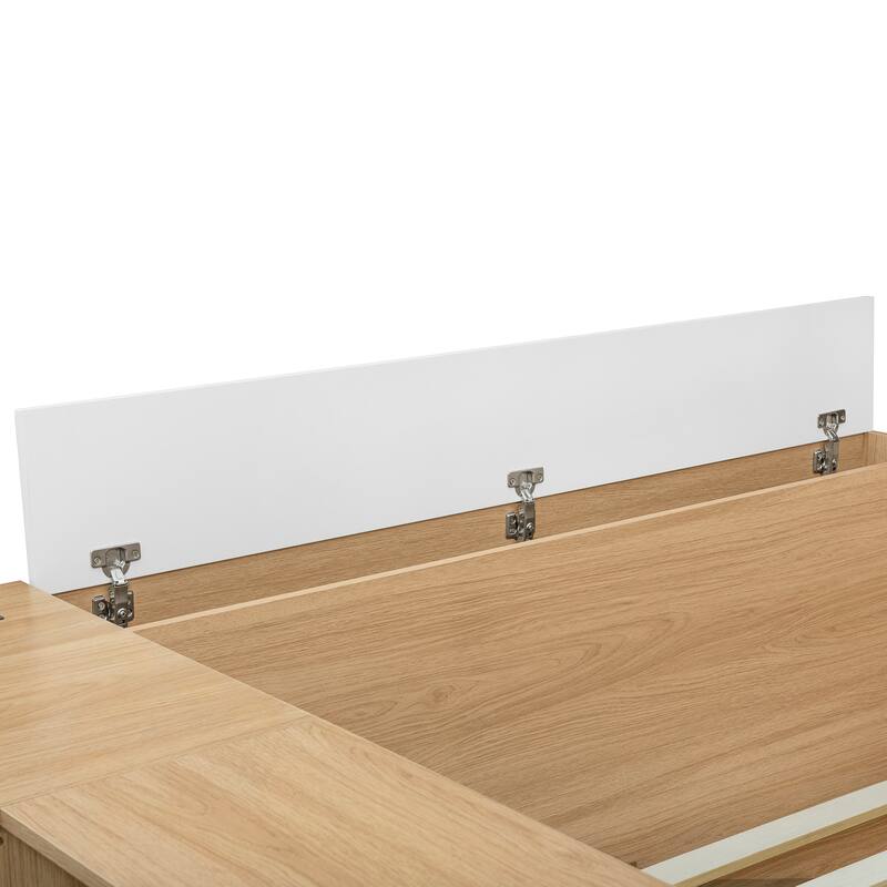Roomfitters Full Platform Bed System with Integrated Desk, Wardrobe and Storage Bins, All-in-One Bedroom Suite