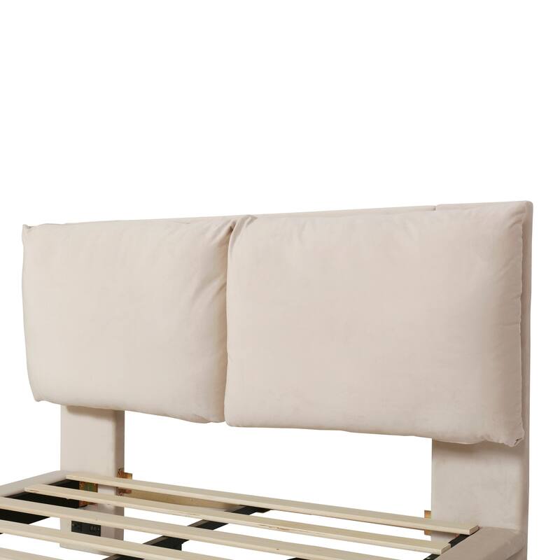 Full Size Upholstered Platform Bed with Sensor Light and USB Port