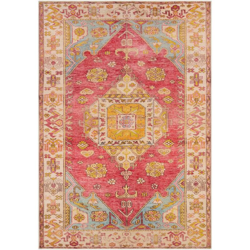 Livabliss Traditional Amelie Medallion Washable Area Rug