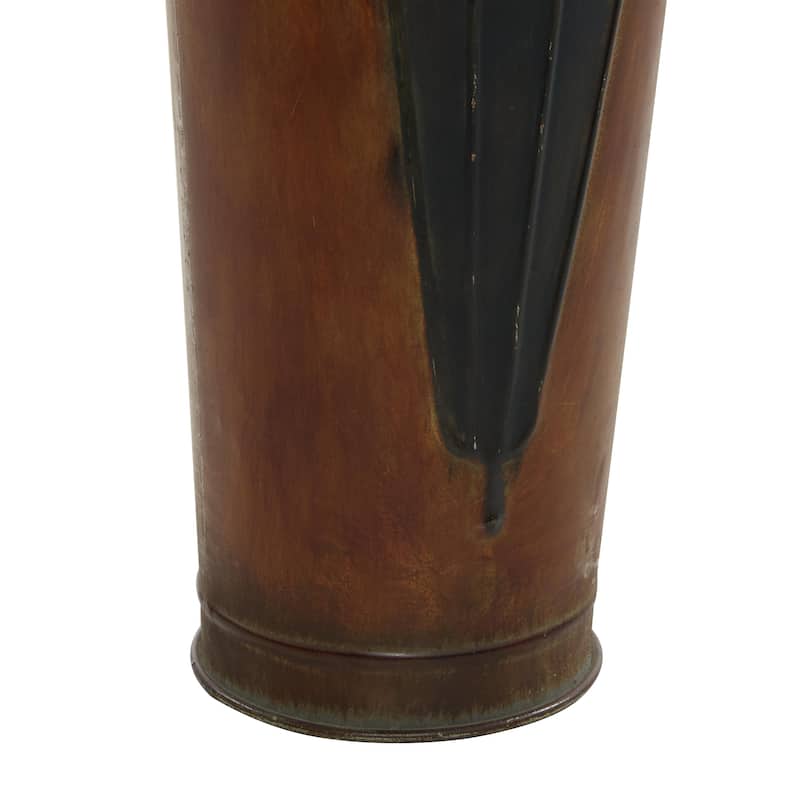 Metal Umbrella Stand with Umbrella Image and Handles - Set of 2 Brown or Black - Roche River Decor