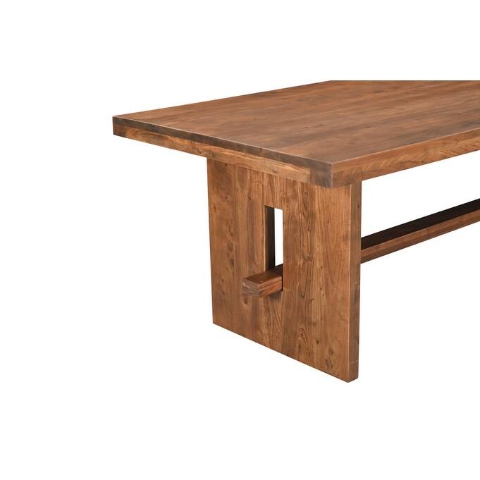 HomeRoots 86" Brown Wood Trestle Base Dining Table - 86.00 in. x 30.00 in. x 40.00 in.