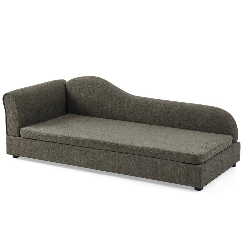 Oversized Pet Sofa, Elegant Modern Linen Fabric Elevated Dog Sofa Bed, Oversized Rectangular Pet Bed with Backrest & Armrest