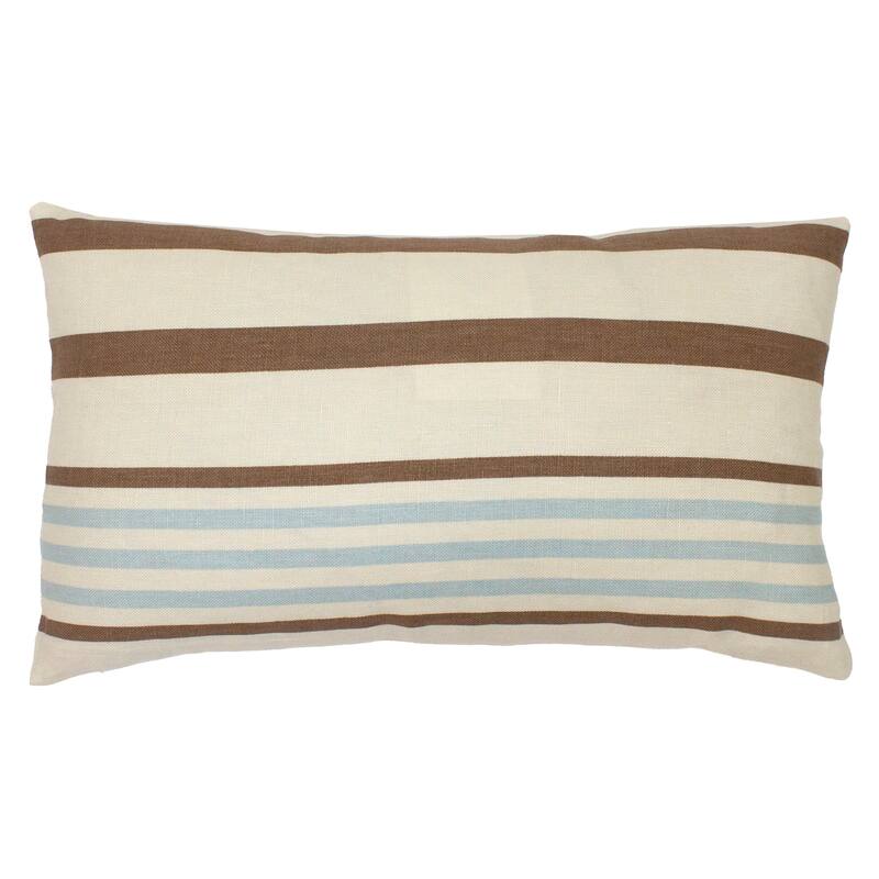 Jiti Indoor Horizontal Striped Patterned Cotton Rectangle Lumbar Pillows Cushion for Sofa Chair 12 x 20 - Brown/White