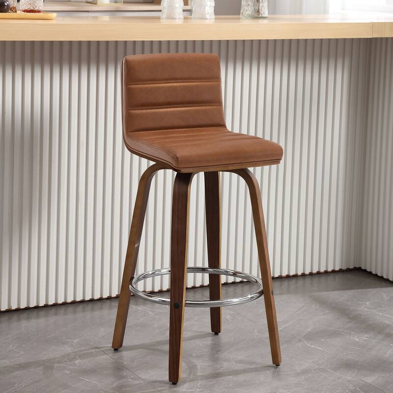 Faux Leather Upholstered Swivel Bar Stools, Counter Stool