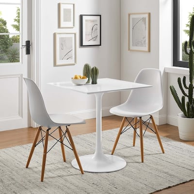 Square Wood Top Dining Table - White