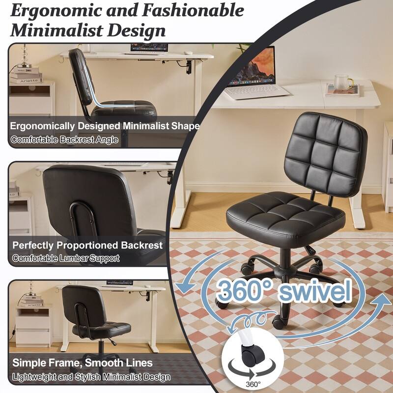 22.1 Inch Upholstered PU Lattice Swivel Office Chair