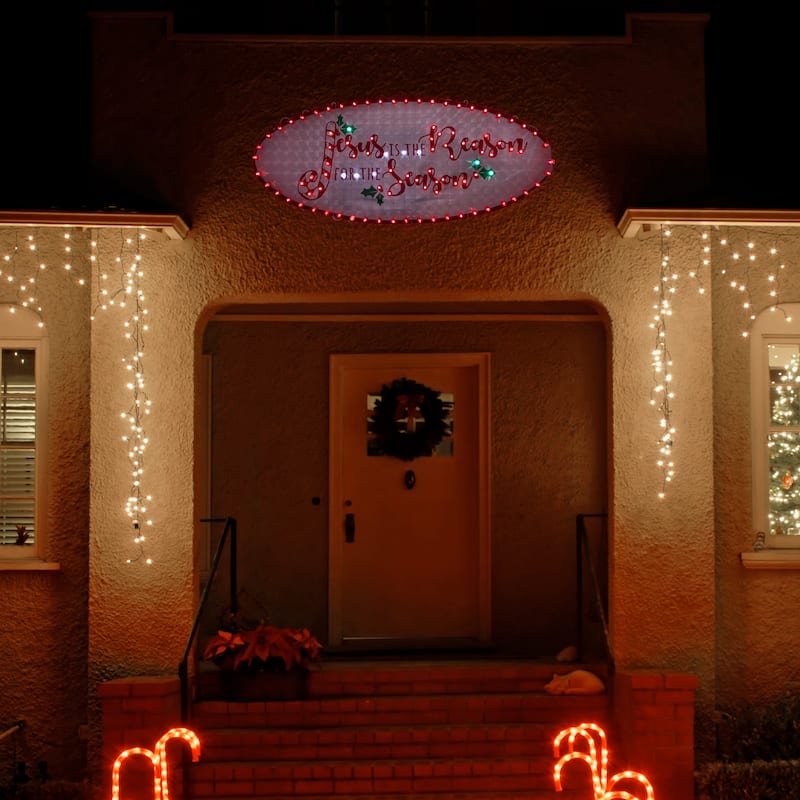 43" LED Lighted Holographic Jesus is the Reason Outdoor Christmas Sign