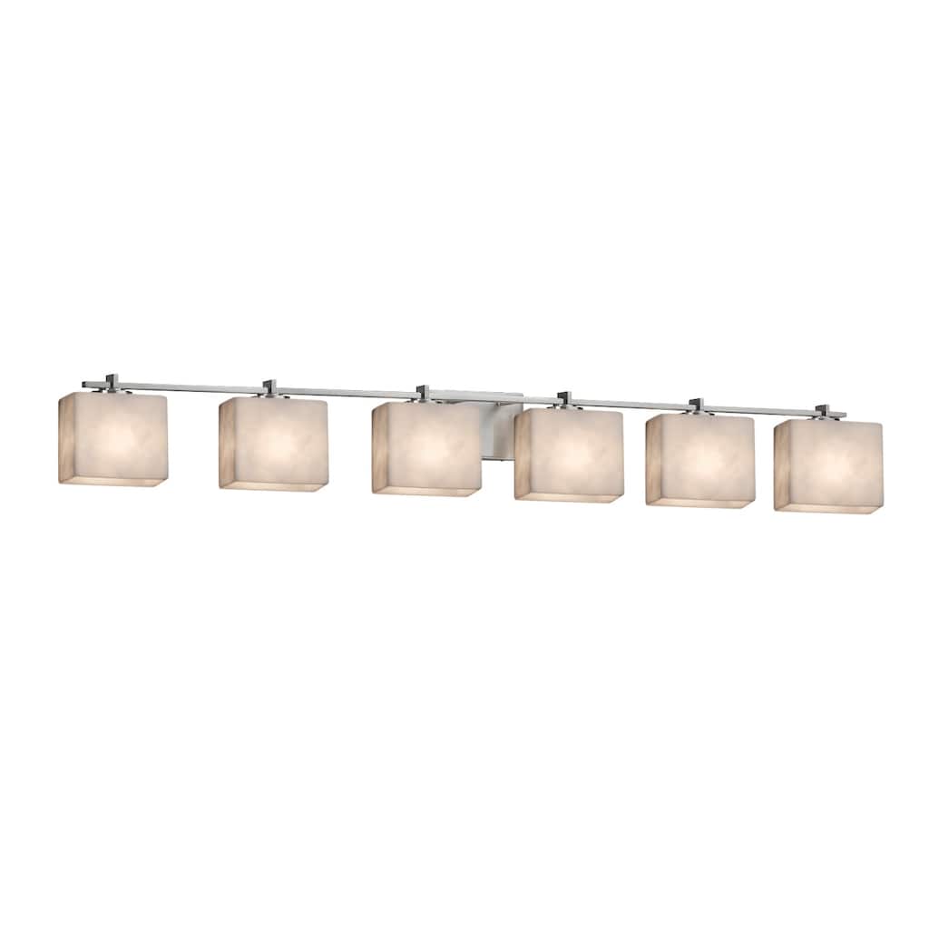 Clouds Era 6-Light Brushed Nickel Bath Bar, Clouds Rectangle Shade