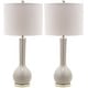 preview thumbnail 6 of 8, SAFAVIEH Lighting 31-inch Mae Long Neck Ceramic Pearl White Table Lamp - 14"x14"x30.5"