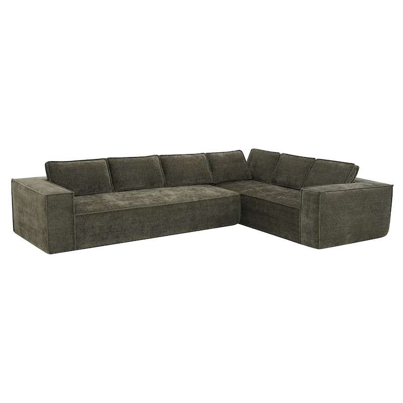 Oversized L-Shaped Modular Sectional Sofa, Wrinkle-Resistant Chenille 6 Seat Cloud Sofa, Full Compression Deep Seat Corner Sofa