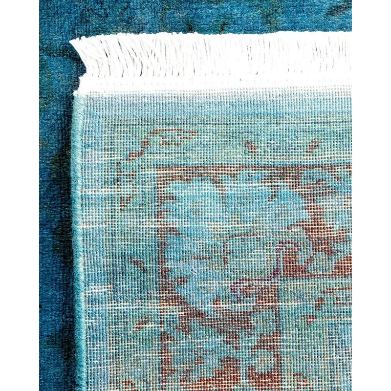 Overton Hand Knotted Wool Vintage Inspired Modern Contemporary Overdyed Blue Area Rug - 3' 2" x 5' 2"
