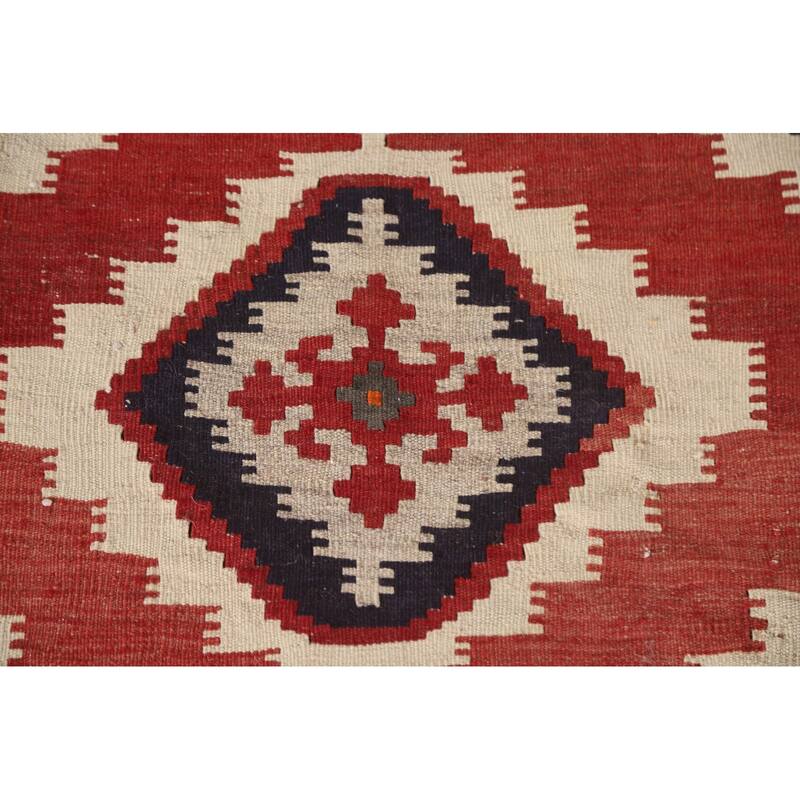 Vegetable Dye Kilim Qashqai Persian Antique Runner Rug - 3'9"x 13'5"