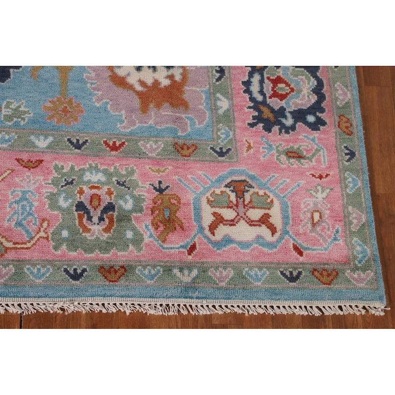 Light Blue Oushak Area Rug Handmade Oriental Wool Carpet - 7'11" x 9'11"