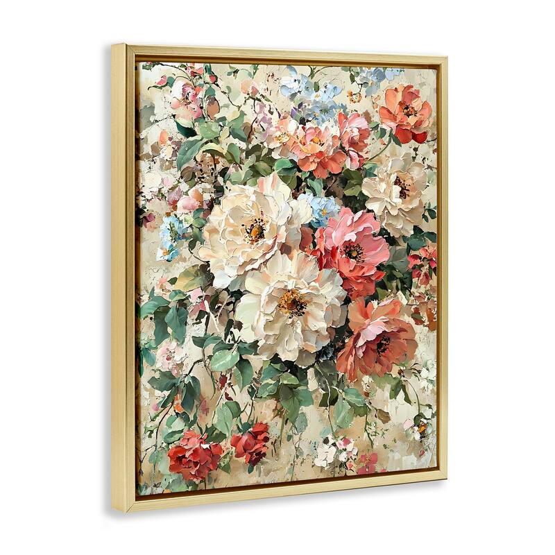 Stupell Aged Abstract Flowers Framed Floater Canvas Wall Art Design By Franklyn Gregory
