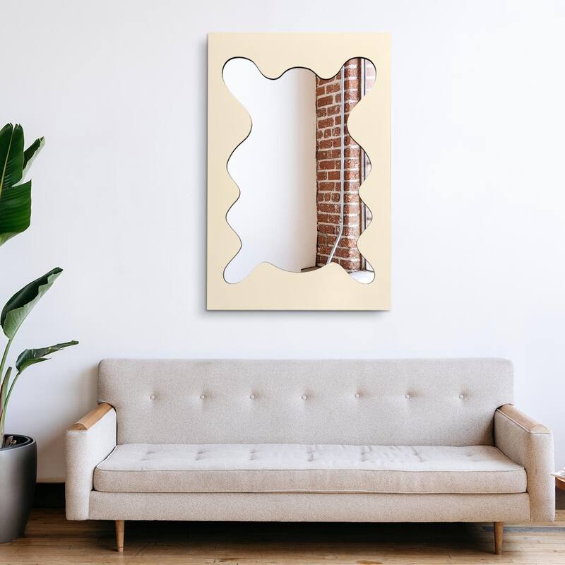 Decorative Irregular Scalloped Wall Mirror - 40 x 26 Inches