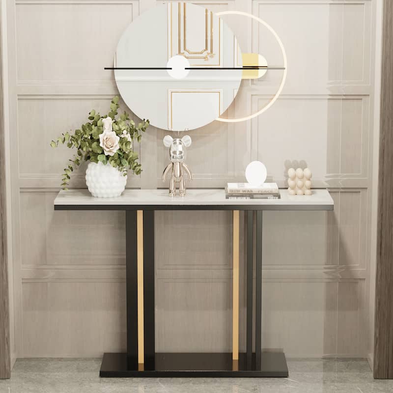 Modern Luxury Marble Console Table Sintered Stone Tables Geometric Line