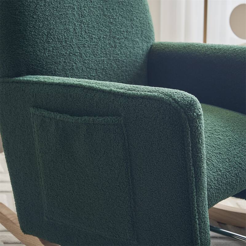 Teddy Fabric Nursery Rocking Chair With Adjustable Footrest