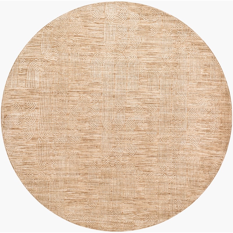 Livabliss Casual Masterpiece Stripe Area Rug - 7'10" x 7'10" Round - Beige