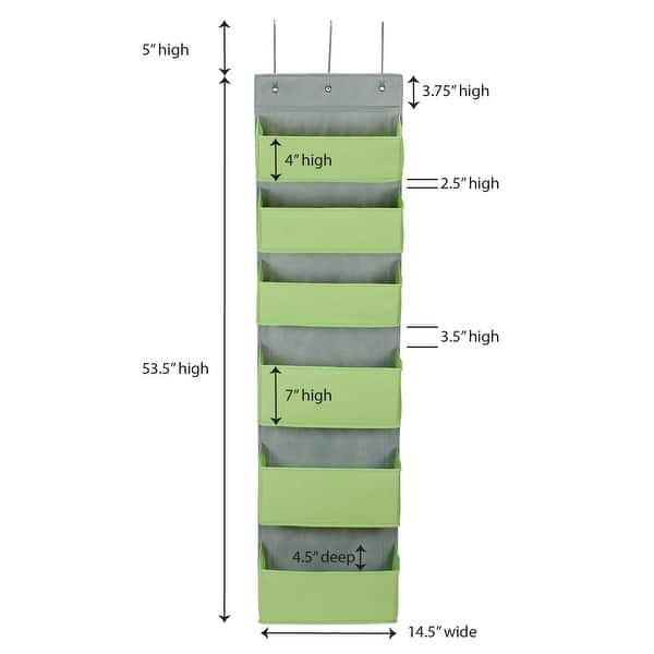 6 Pocket Over the Door Organizer 7.0"L x 15.0"W x 57.0"H Bed Bath