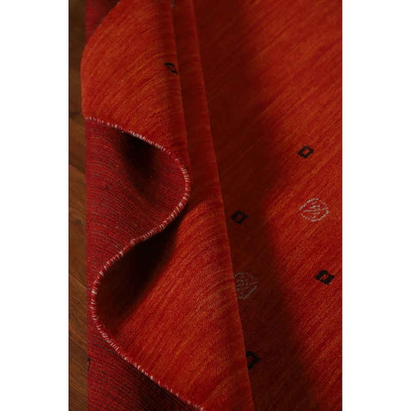 Orange Gabbeh Indian Area Rug Handmade Tribal Wool Carpet - 4'11" x 7'10"