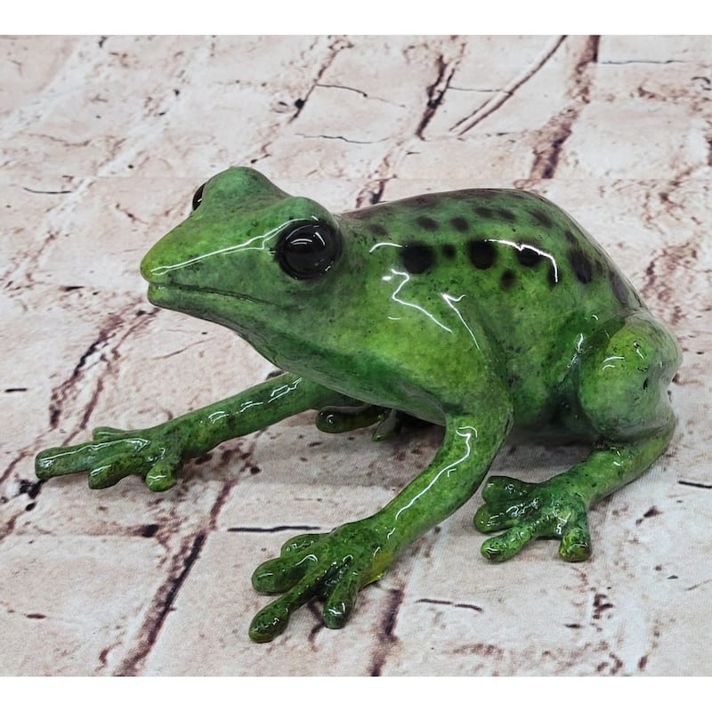 Bronze Metal Green Tree Frog Sculpture Figurine Signed Original Art Numbered