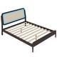 preview thumbnail 19 of 18, Queen Size Platform Bed with LED Headboard and Rattan Accent, Natural Wood
