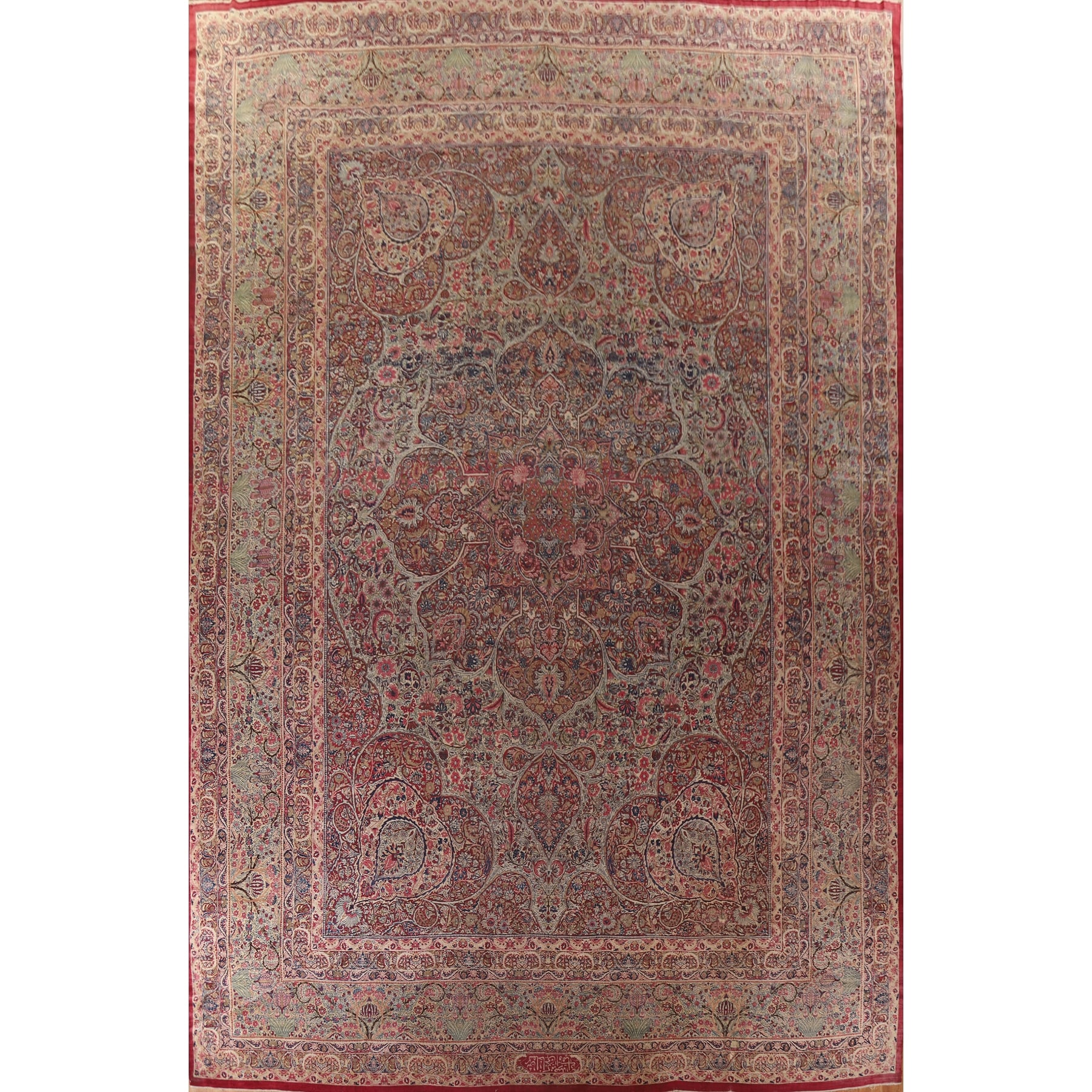 Pre-1900 Antique Kerman Lavar Persian Rug Palace Size Handmade Wool Carpet - 16'0" x 21'7"