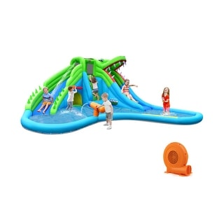 Inflatable Crocodile Style Water Slide Upgraded Kids Bounce Castle with 750W Blower - Multi - 224.5" x 203" x 94.5" (L x W x H)