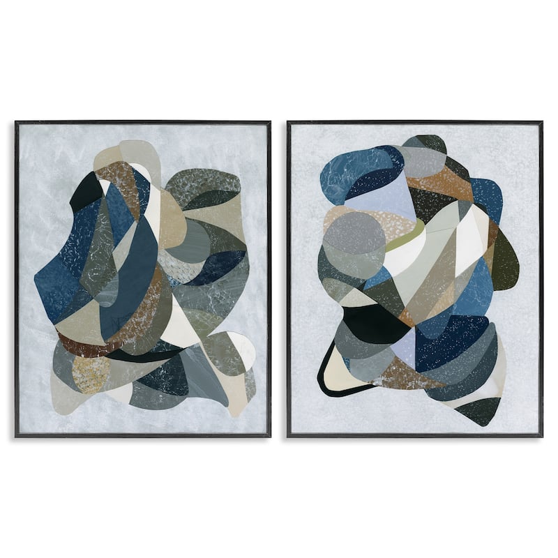 Stupell Neutral Geometric Patterns Framed Giclee Art Design By Coco Good (Set of 2) - 24 x 30 - Black