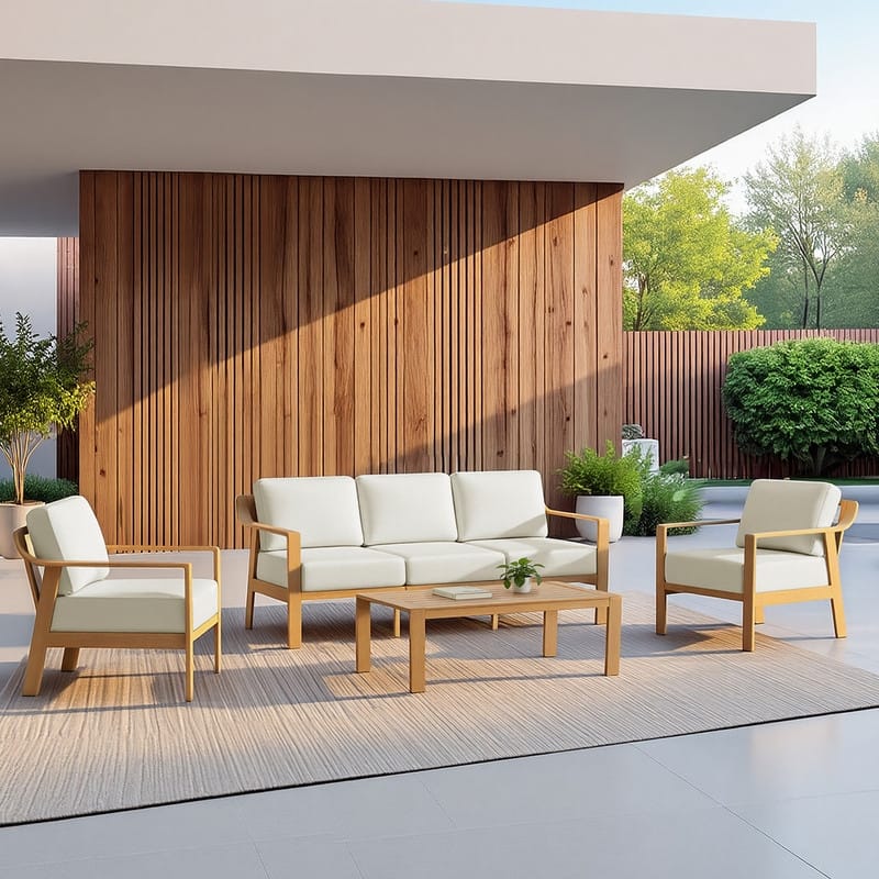 Spruce & Spring Outdoor Patio Furniture Set Aluminum Sofa Accent Chair