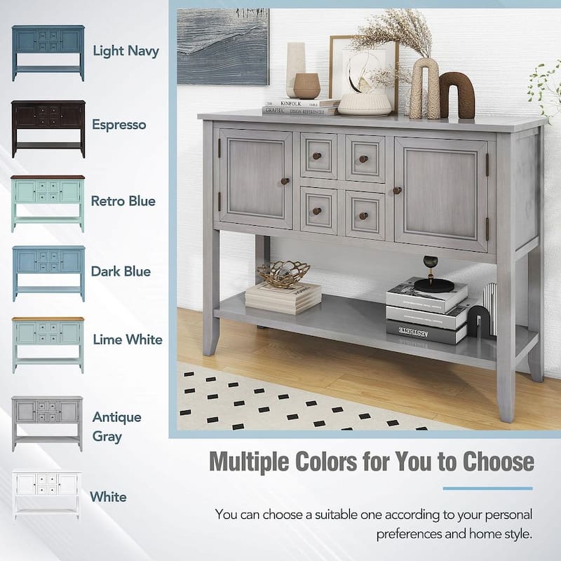 46 "W Modern Vintage Storage Dresser with Four Small Drawers and Bottom Shelf