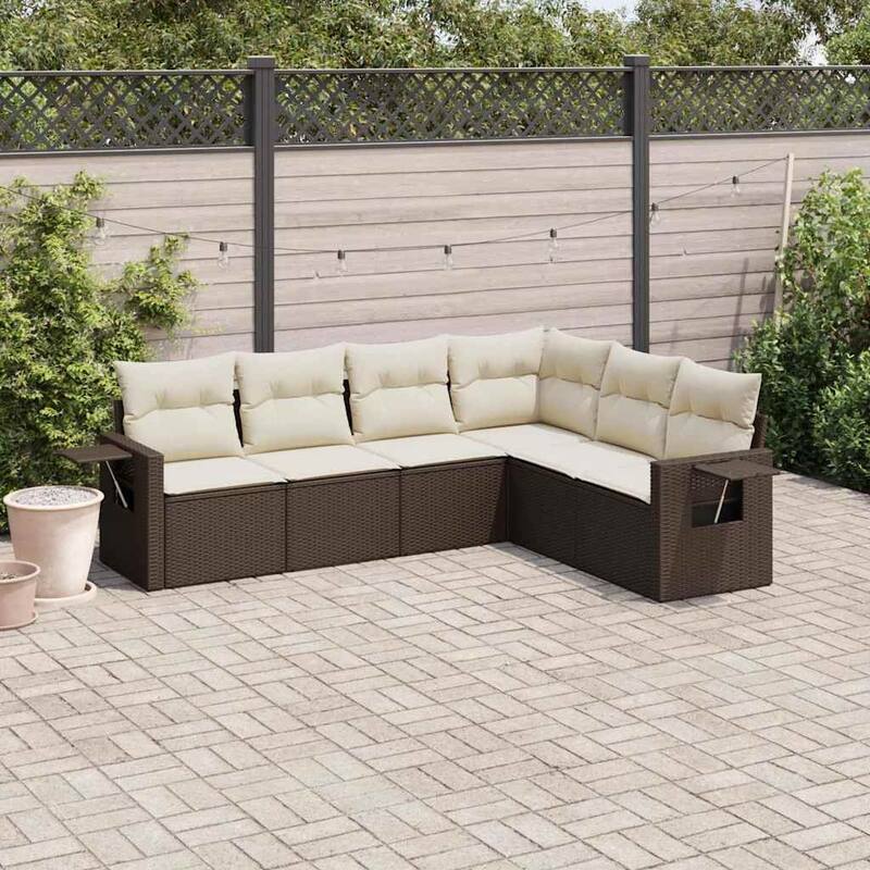 vidaXL Patio Sofa Set with Cushions Outdoor Conversation Furniture Poly Rattan