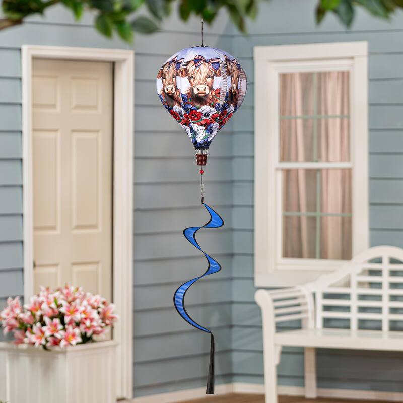 55" Patriotic Highland Cow Balloon Spinner