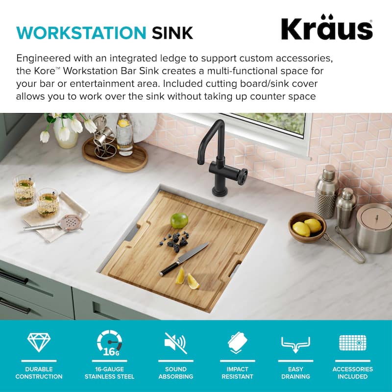 KRAUS Kore Workstation Undermount Stainless Steel Kitchen Sink