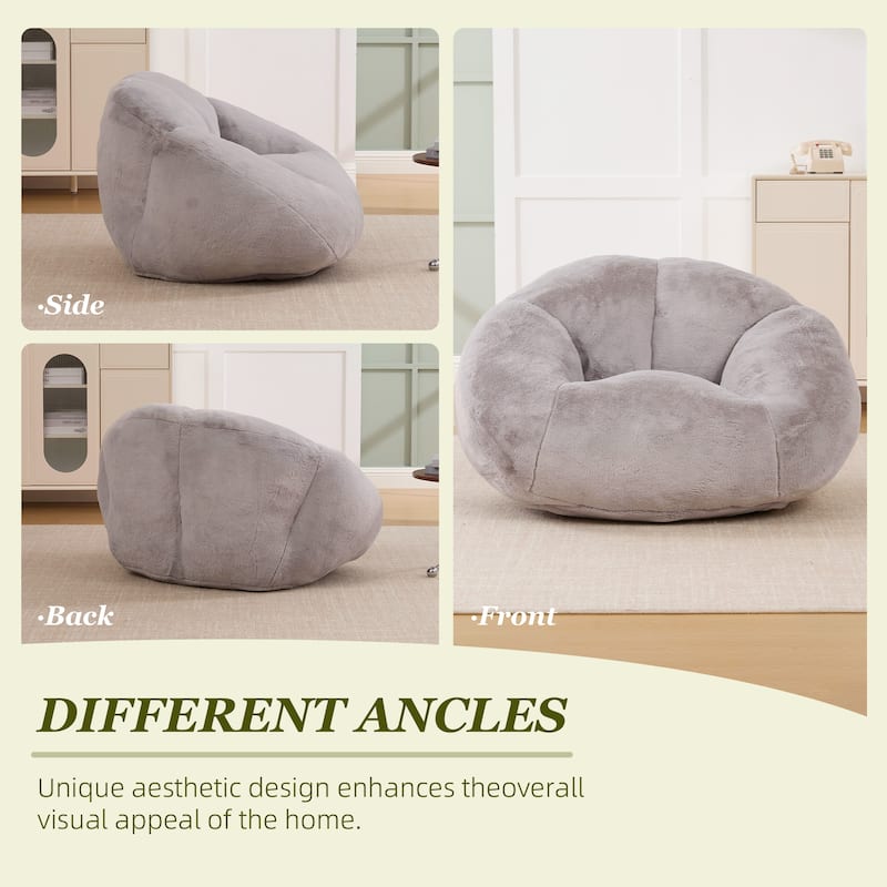 HOMEFUN Fabric Upholstered Oversized Round Comfy Bean Bag Lazy Sofa for Living Room