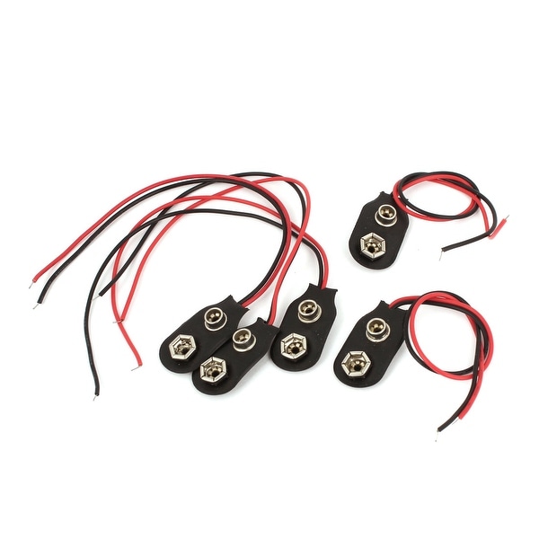5 Pcs Wire Lead 9V Battery Faux Leather Connector Buckle Snap Clip Holder
