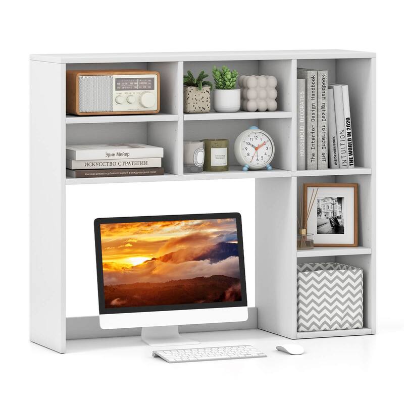 Costway Desktop Bookshelf Desk Storage Hutch with 7 Open Cubbies & 3 - See Details