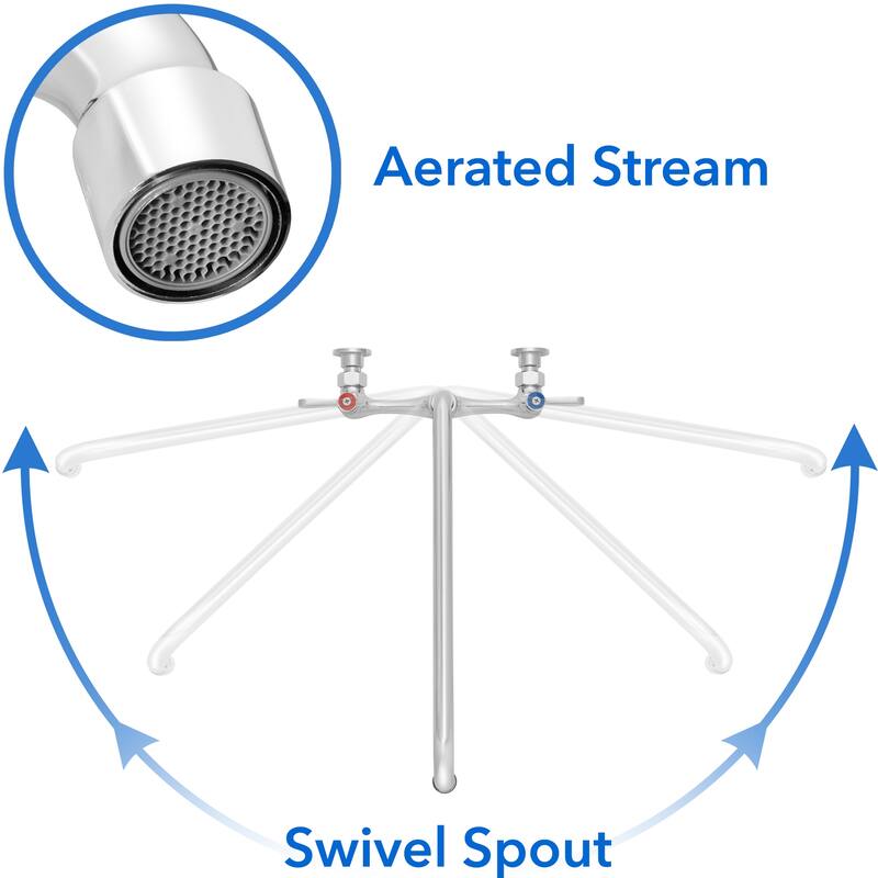 Commercial Wall Mount Sink Faucets 8in Center w Swivel Spouts NSF