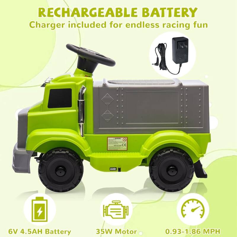 Ride on Truck, Kids Electric Car with Storage for 3+ Best Kids Gift, Green
