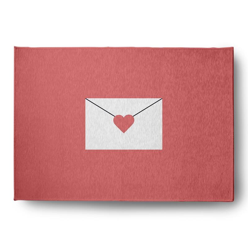 Love Letter Valentines Chenille Rug - Coral - 5' x 7'