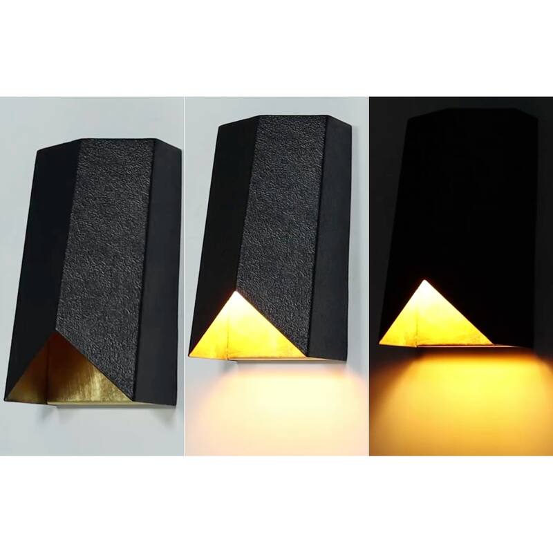 Modern 1-Light Black Gold Wall Sconce Bathroom Vanity Light - W 4.3" x H 7.9"