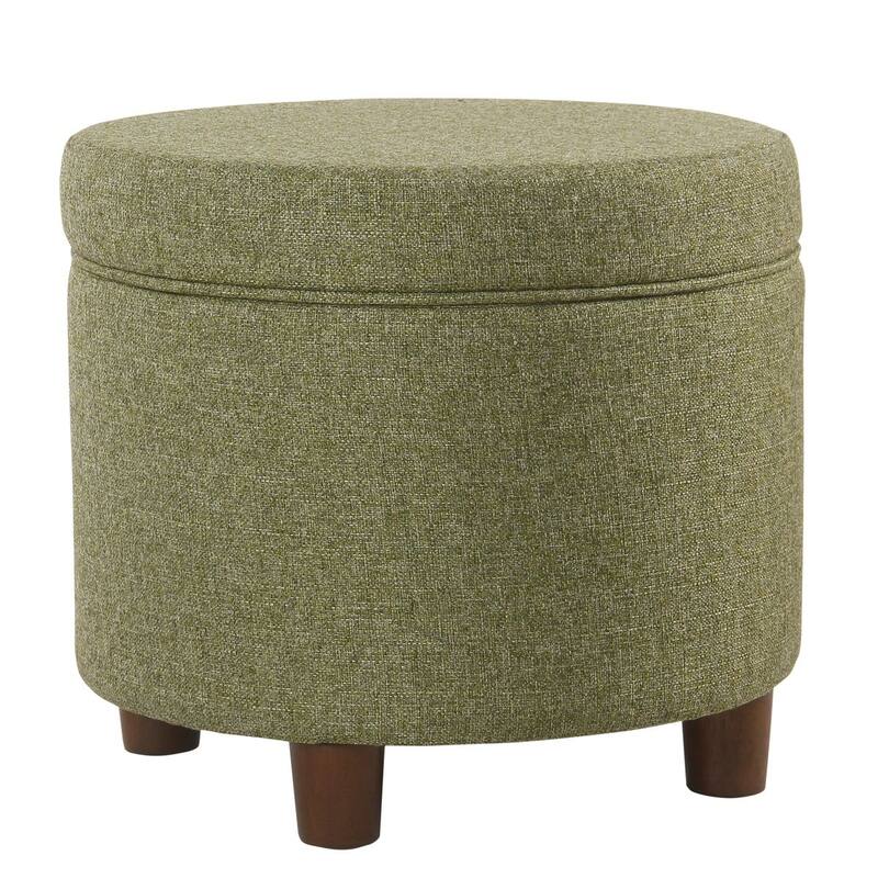 Porch & Den Parkchester Green Tweed Round Storage Ottoman - Green