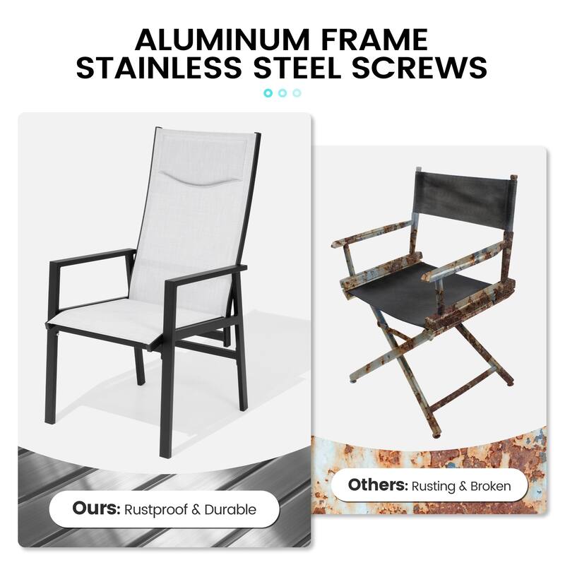 9-Piece Set Outdoor Extendable Patio Dining Table with Pneumatic Adjustable Folding Dining Chairs