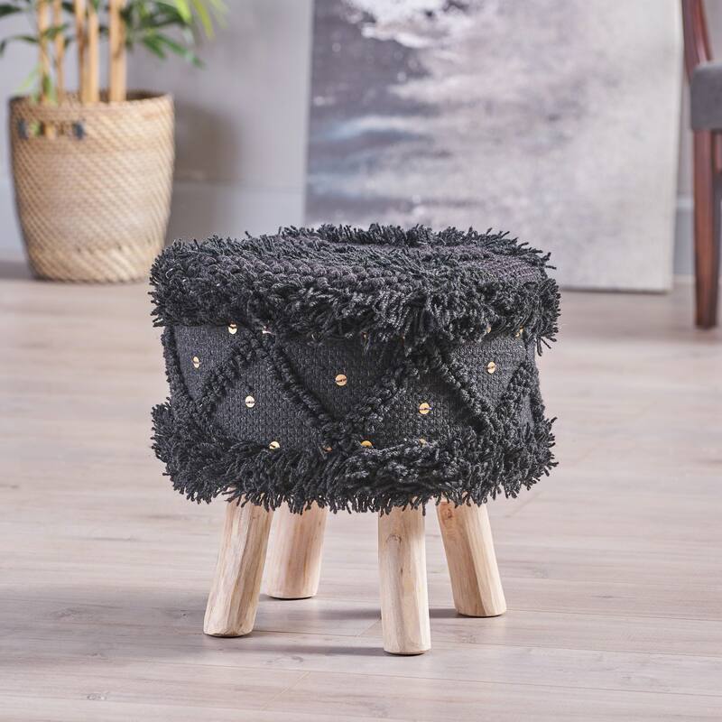 Roja Handcrafted Boho Fabric Stool by Christopher Knight Home